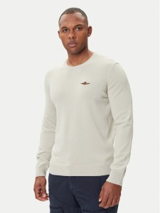Aeronautica Militare Sweter 252MA1611UL00506 Beżowy Regular Fit