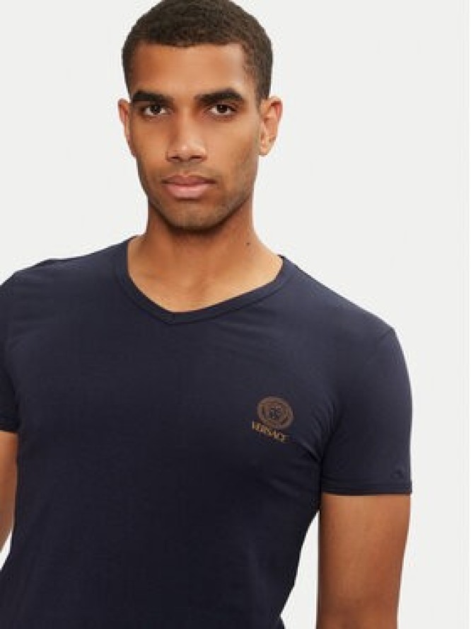 Versace T-Shirt AUU01004 1A1001 Granatowy Regular Fit