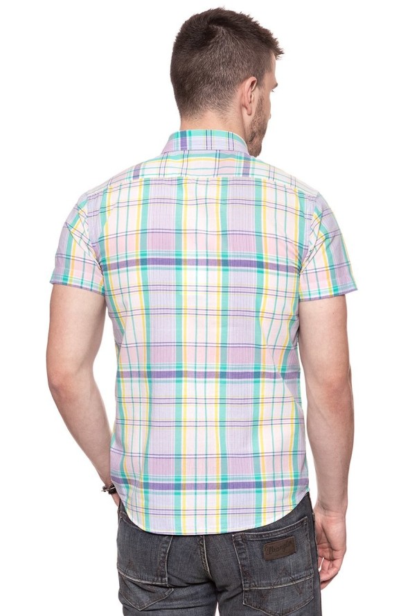 KOSZULA MĘSKA KRÓTKI RĘKAW WRANGLER SS 1PKT BUTTON-DOWN SEA PINK W5944NQWF 112129757