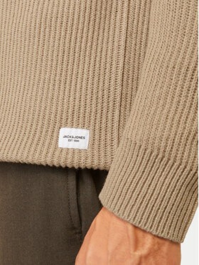 Jack & Jones Sweter Pannel 12258471 Beżowy Regular Fit