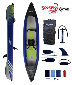 Kajak jednoosobowy pompowany do pływania Scorpio DS 385 New zestaw dropstich