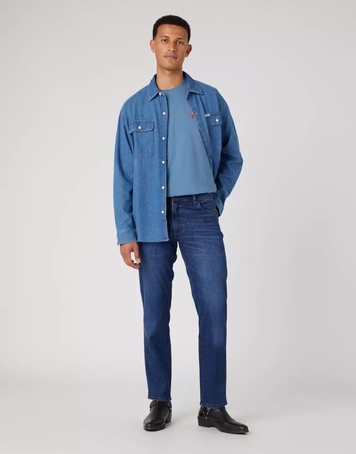 WRANGLER TEXAS SLIM MĘSKIE SPODNIE JEANSOWE JEANSY FREE WAY W12SYJZ99 112334232