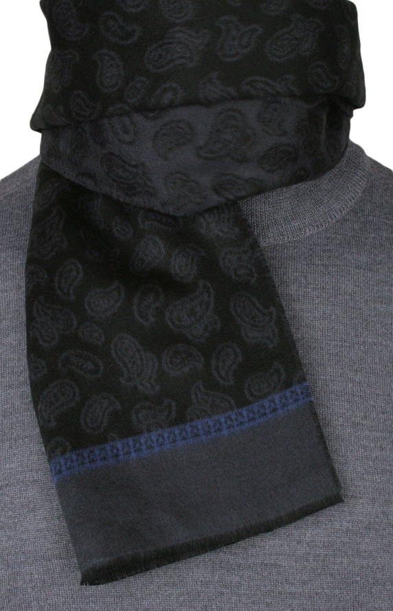 Szalik, Czarny Miękki w Paisley, Łezki, Delikatny, Cashmink -V.Fraas