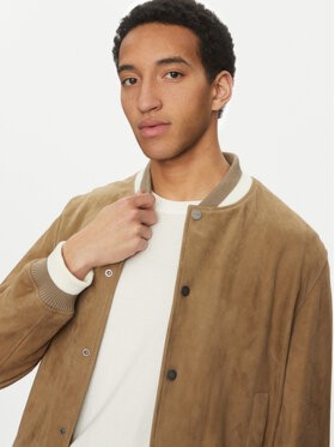 HUGO Kurtka skórzana Ledam 50534326 Beżowy Relaxed Fit