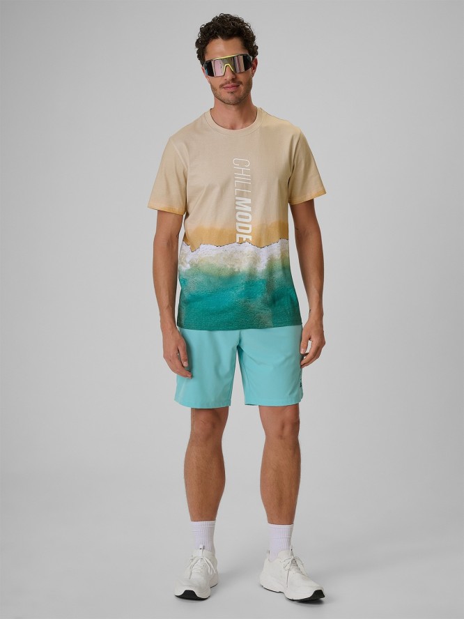4F T-shirt regular z nadrukiem męski - multikolor M