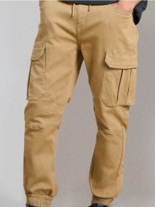 Jeansy regular jogger cargo - żółty
