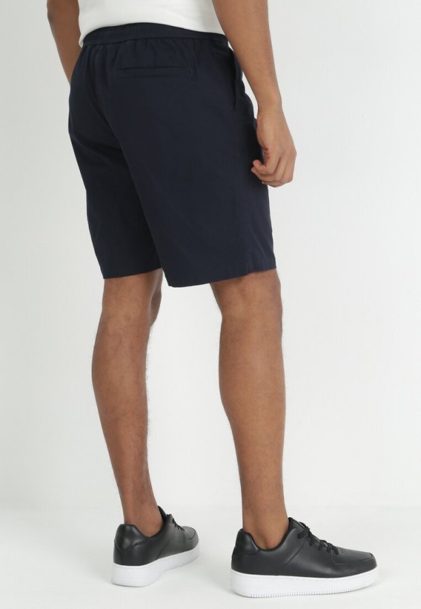 Granatowe Szorty z Regulowanym Stanem i Gumką w Pasie Dolola