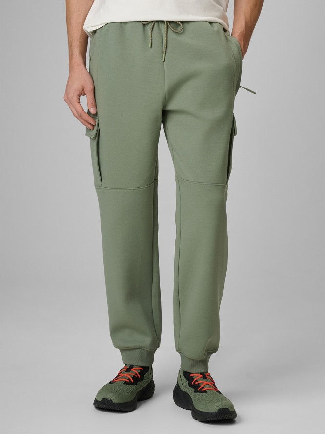 4F Spodnie dresowe cargo męskie - khaki XL