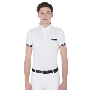 Męska koszulka polo slim fit z czarnymi wstawkami do zawodów