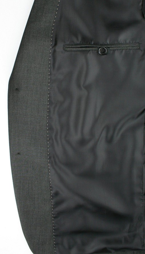 Garnitur Dwuczęściowy Grafit, Elegancki, Zapinany na Dwa Guziki, Spodnie w Kant, Ciemny Szary-CASINO