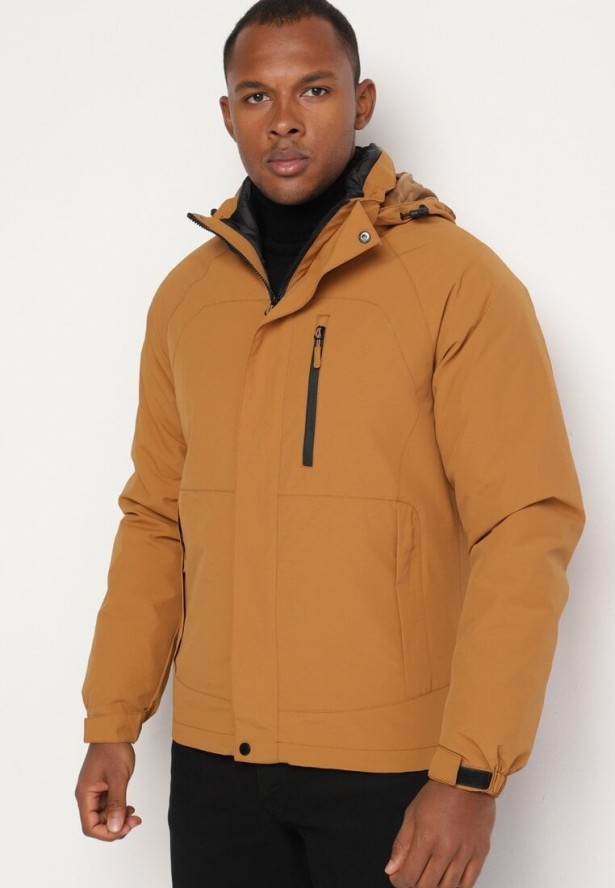 Jasnobrązowa Dwustronna Kurtka Przejściowa Wiatrówka z Pikowanym Wnętrzem Ravaria