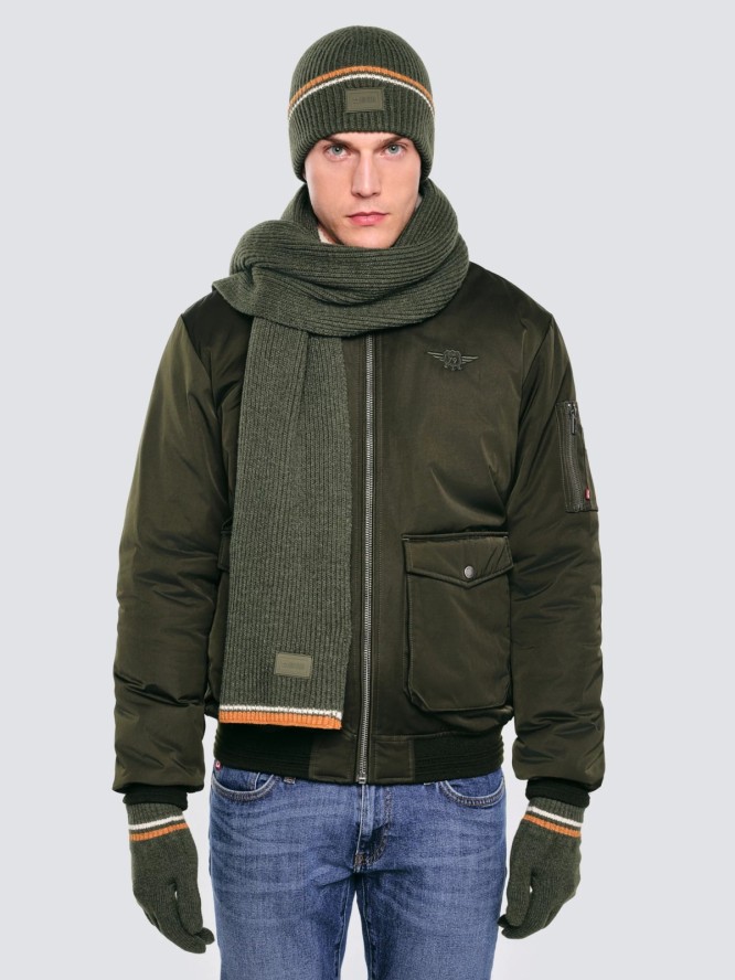 Czapka męska z kolorowym akcentem khaki Wandegor 303