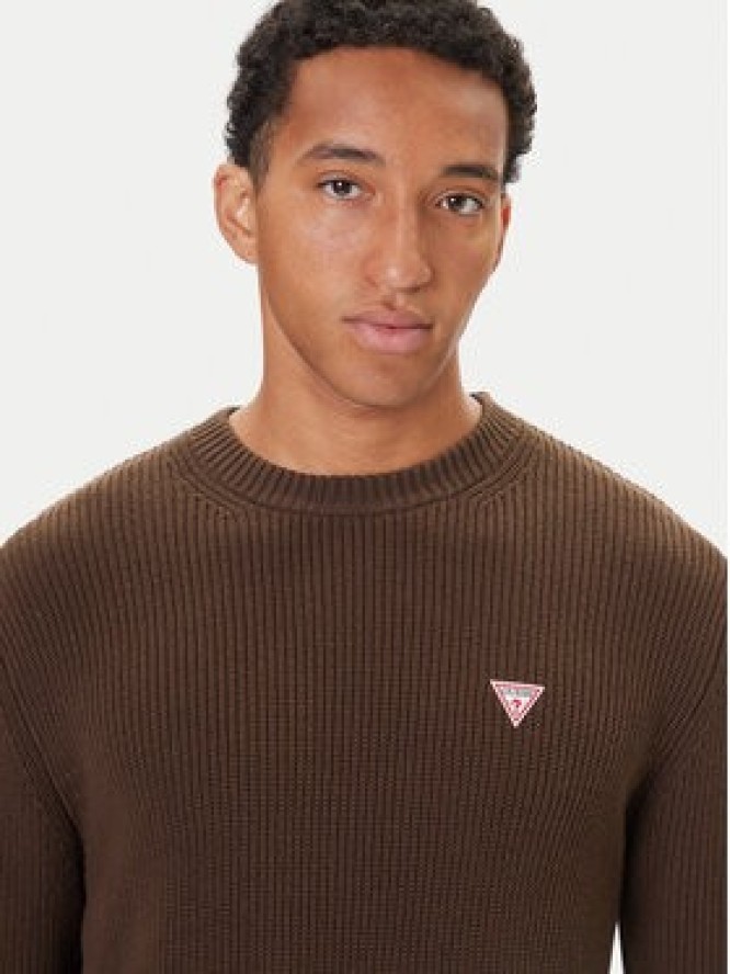 Guess Jeans Sweter M4BR30 Z3HM1 Brązowy Regular Fit