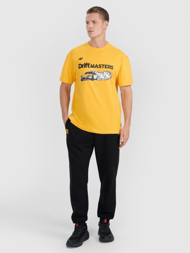 4F T-shirt regular z nadrukiem uniseks 4F x Drift Masters - żółty XXL