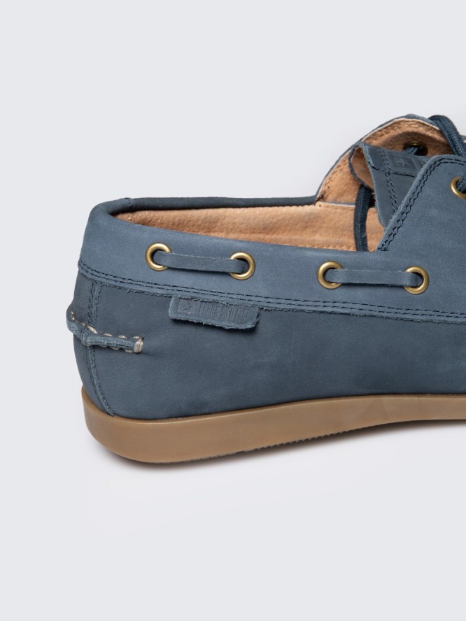 Mokasyny męskie ze skóry naturalnej granatowe RR174163 403