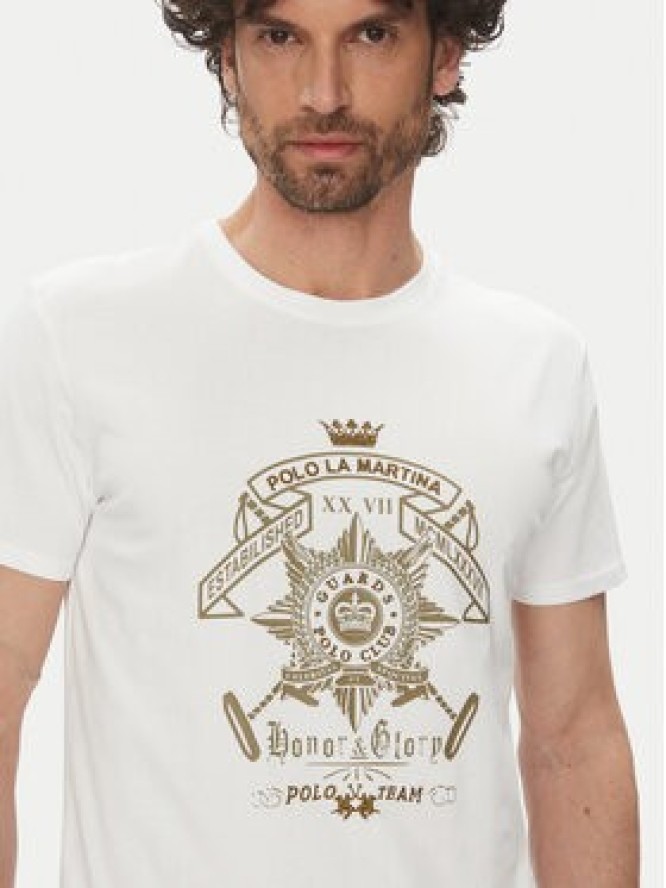 La Martina T-Shirt Aloysius MARG30 JS206 Biały Regular Fit