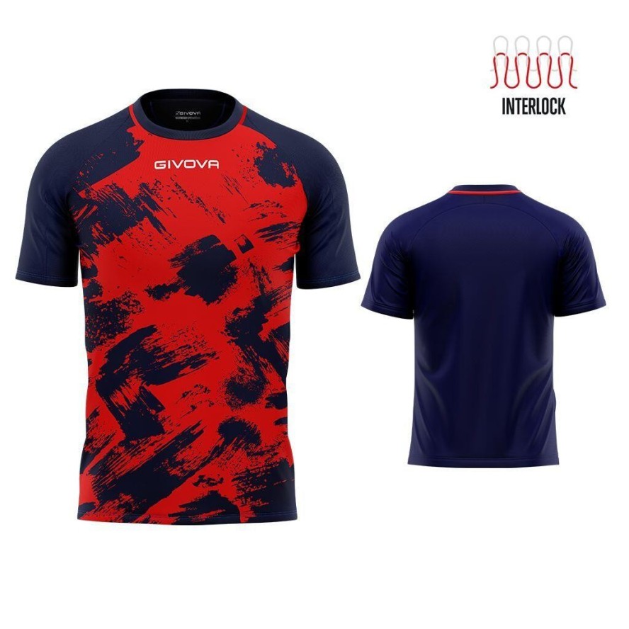 Koszulka sportowa Givova Art Interlock czerwono-niebieska 2XL