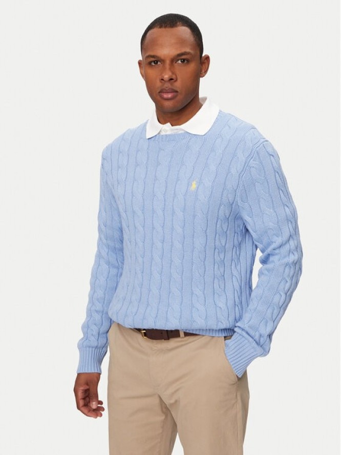 Polo Ralph Lauren Sweter 710775885535 Błękitny Regular Fit