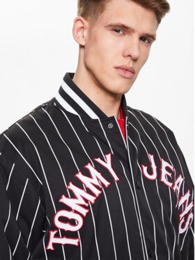 Tommy Jeans Kurtka bomber Pinstripe DM0DM15917 Czarny Relaxed Fit