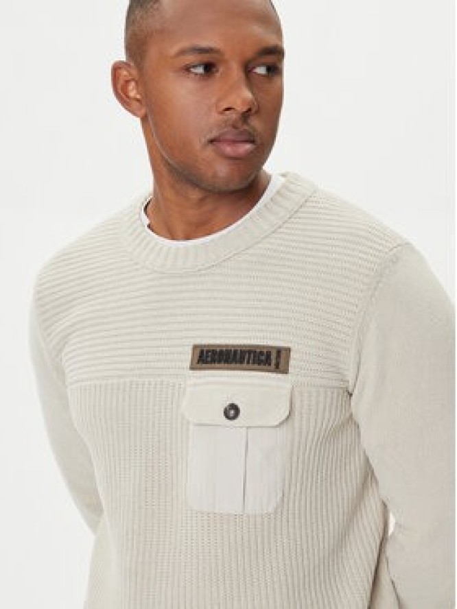 Aeronautica Militare Sweter 252MA1573UL00539 Beżowy Regular Fit