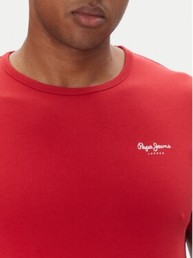 Pepe Jeans T-Shirt Original Basic PM508212 Czerwony Slim Fit