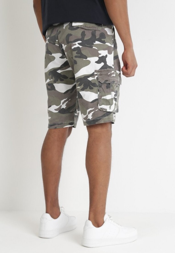 Zielone Szorty Moro z Szerokimi Kieszeniami Herkett