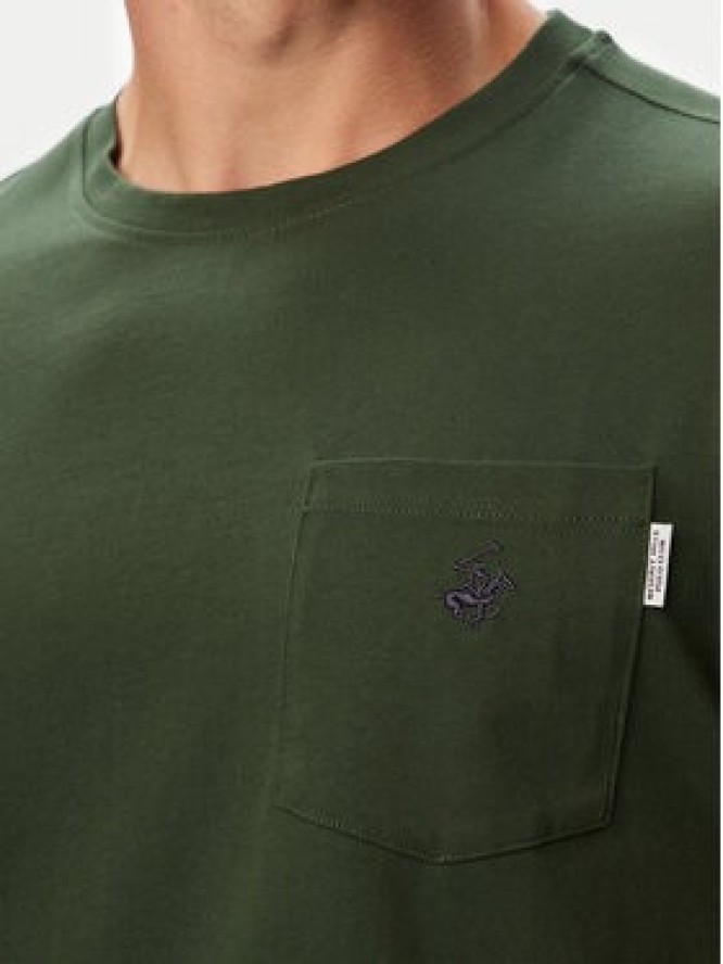 Beverly Hills Polo Club T-Shirt P-SS26M-TS414000BTGR Zielony ciemny Regular Fit