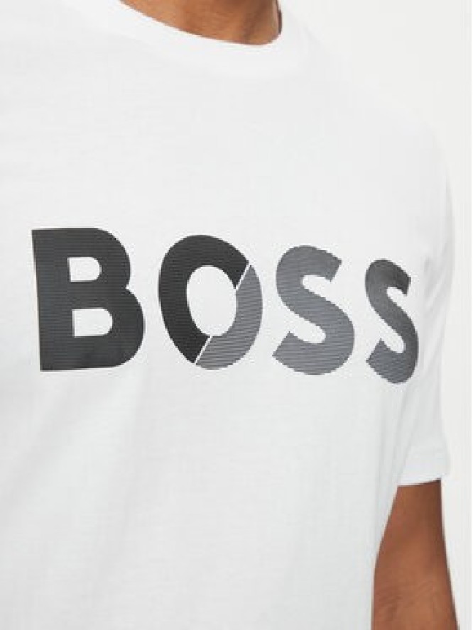 BOSS T-Shirt Tape Logo 50530990 Biały Regular Fit
