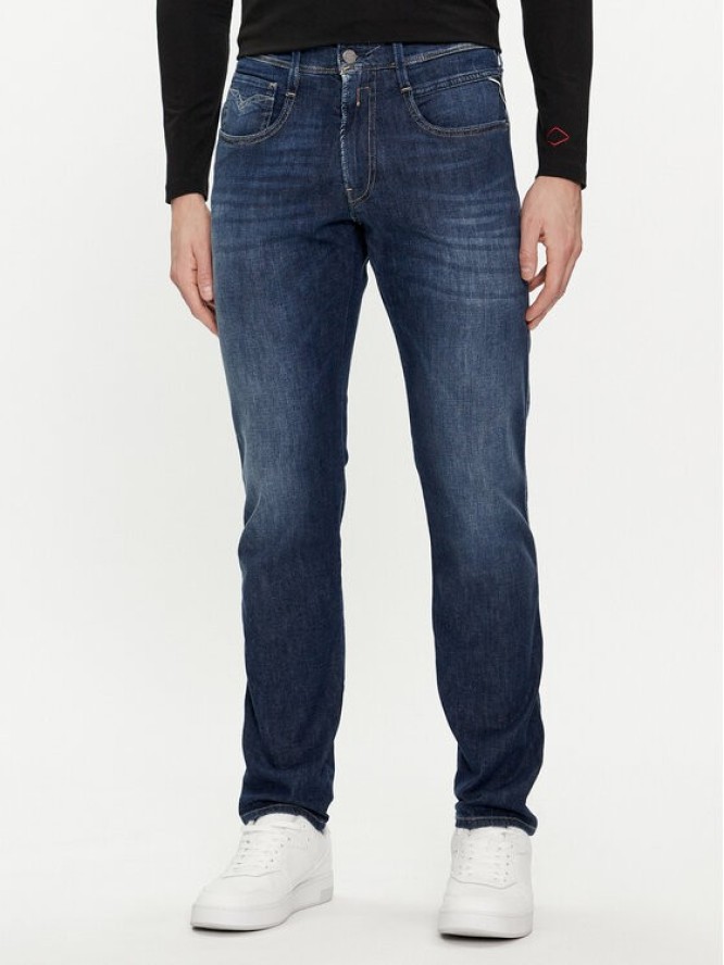 Replay Jeansy M914J.000.785 Granatowy Slim Fit