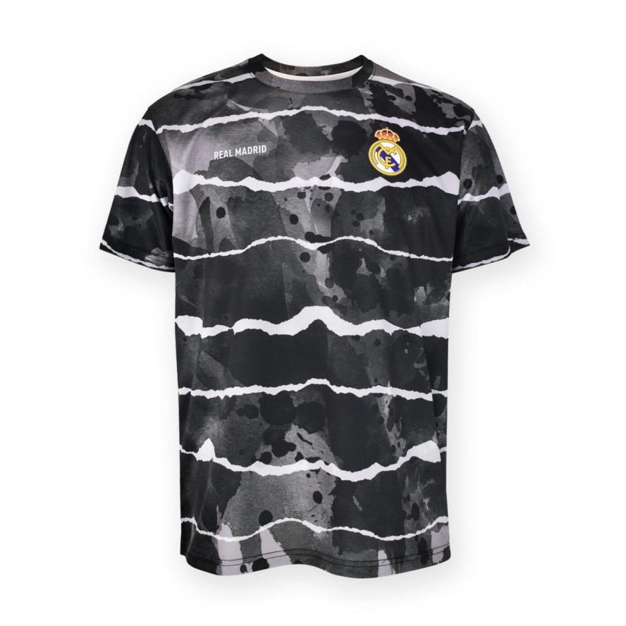 Nowoczesna szara koszulka treningowa z wzorem fal - L