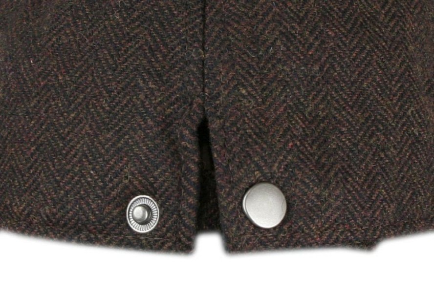 Jesienno Zimowa Czapka z Daszkiem, z Wełną, Jodełka - Pako Jeans - Brąz