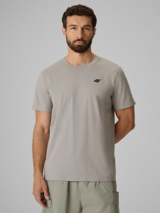 4F T-shirt regular gładki męski - szary XL