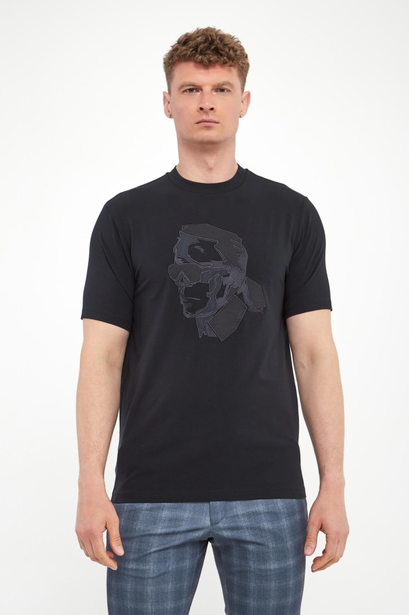 T-shirt męski z haftem KARL LAGERFELD