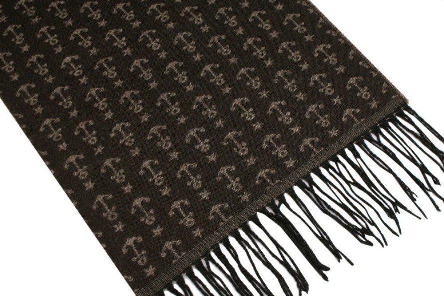 Elegancki Szalik Męski z Wiskozą - His Story - Brąz i Beż, Kotwice