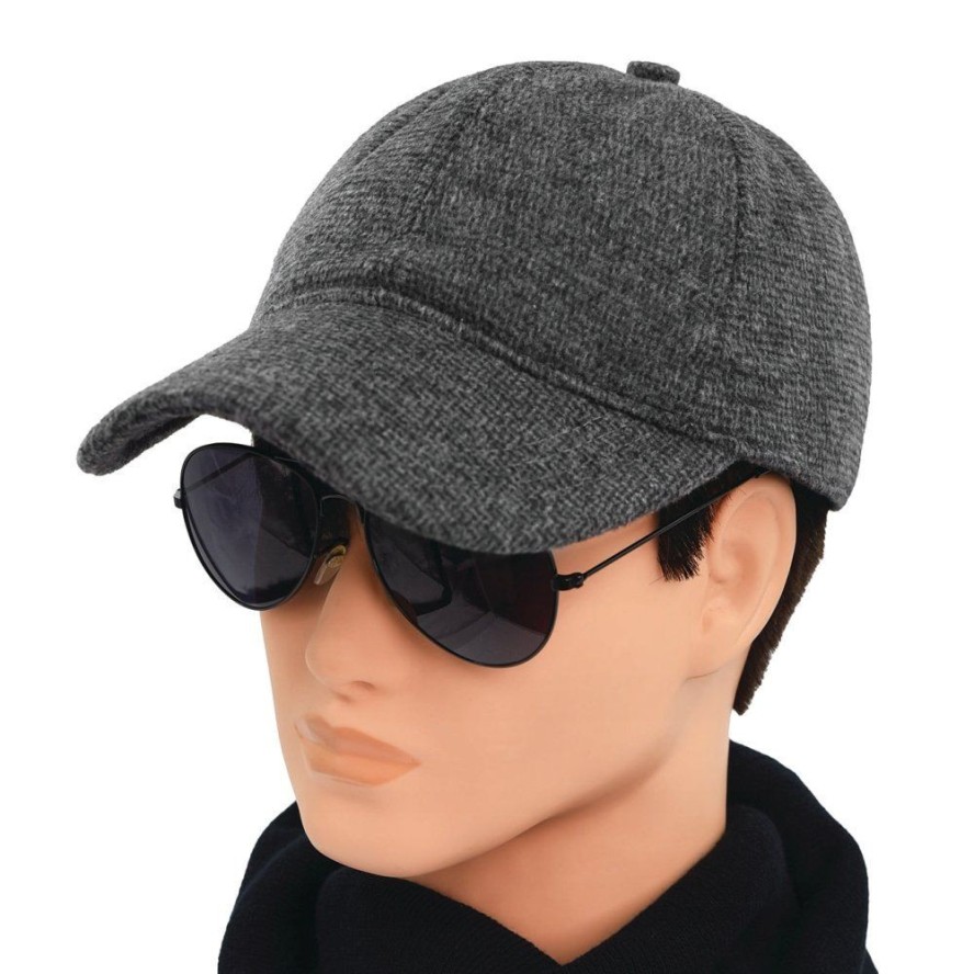 Ocieplana Czapka z Daszkiem - Pako Jeans - Ciemnostalowa