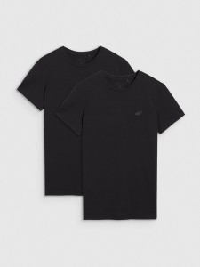 4F T-shirt slim gładki męski (2-pack) - czarny XL