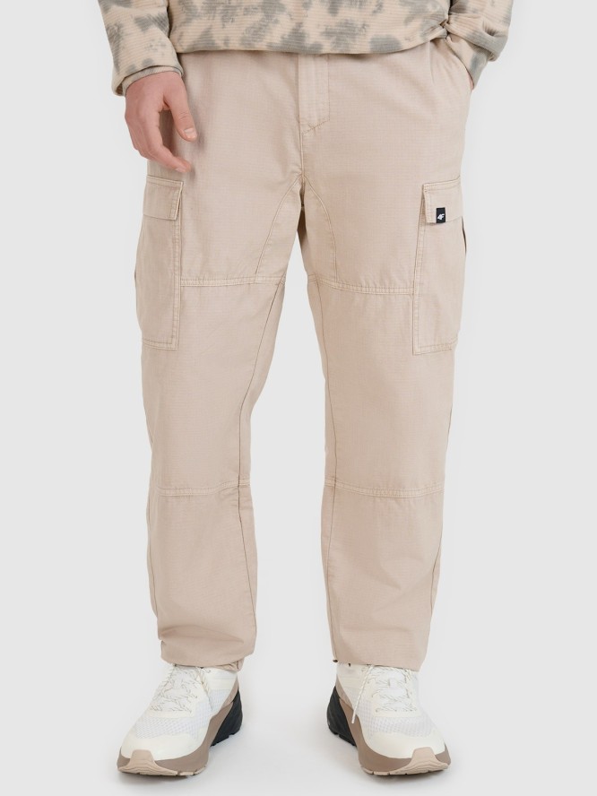 4F Spodnie casual cargo męskie - beżowa M