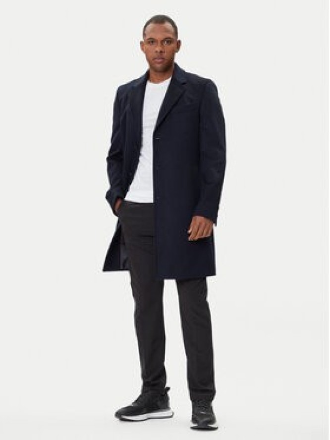 BOSS Płaszcz wełniany Hyde 50549187 Granatowy Slim Fit