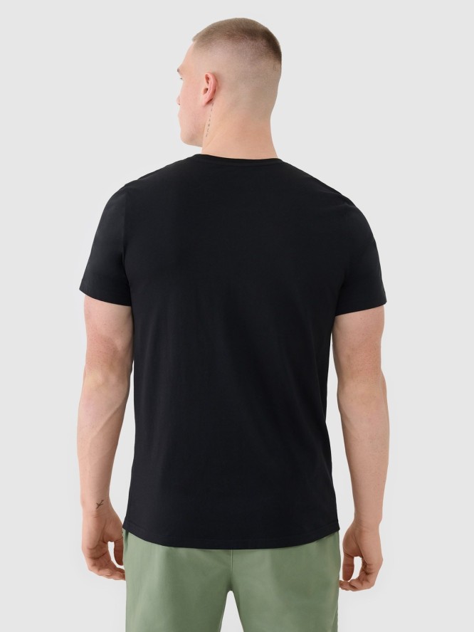 4F T-shirt regular z nadrukiem męski - czarny S