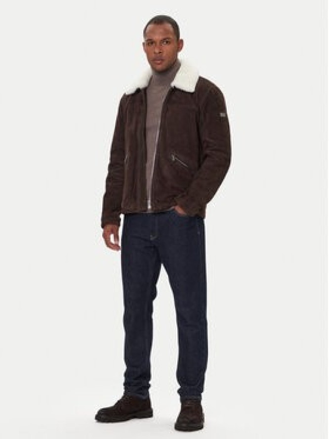 JOOP! Jeans Kurtka skórzana Byer 2620066 Brązowy Regular Fit