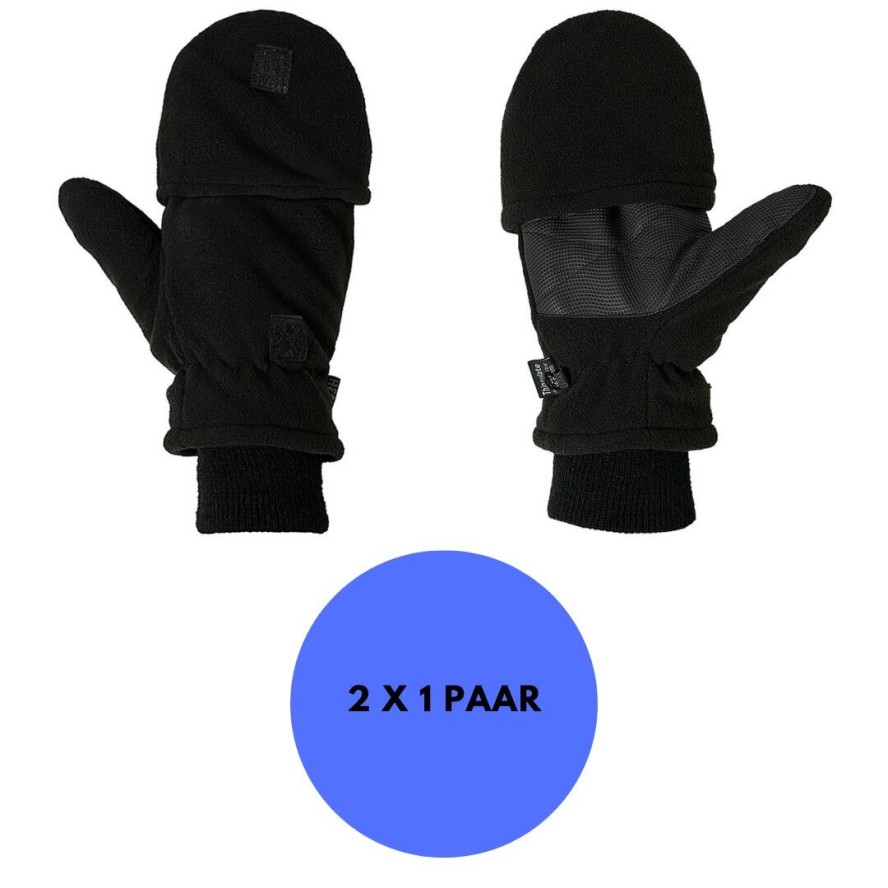 Rękawiczki termiczne z palcami - Męskie - Czarne - 2 pary
