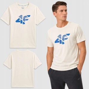 T-SHIRT MĘSKI 4F KOSZULKA BAWEŁNIANA Z NADRUKIEM M2667 SS26