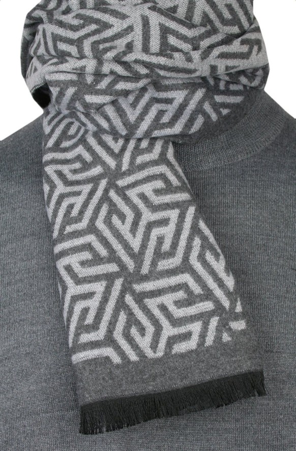 Męski Szalik Alties - Popiel, Wzór w Labirynt