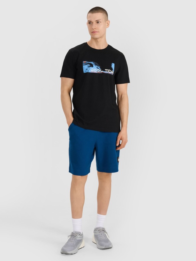 4F T-shirt regular z nadrukiem męski - czarny S