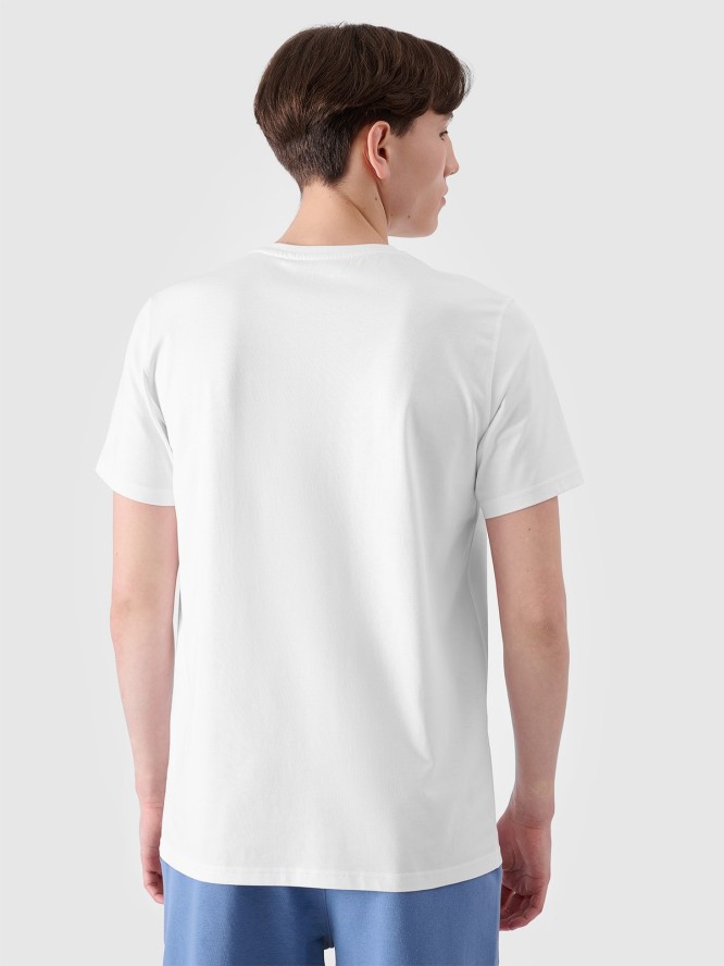 4F T-shirt regular z nadrukiem męski - biały M