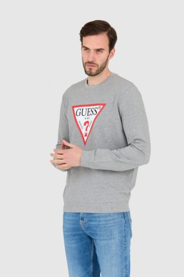 GUESS Szara męska bluza slim fit, Rozmiar XXL