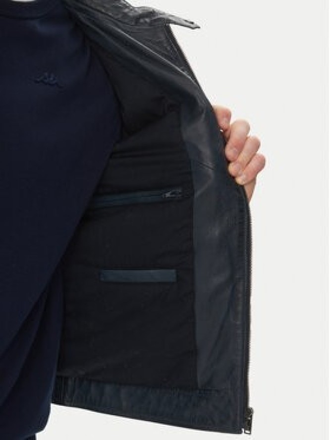 Serge Pariente Kurtka skórzana Alon Granatowy Regular Fit