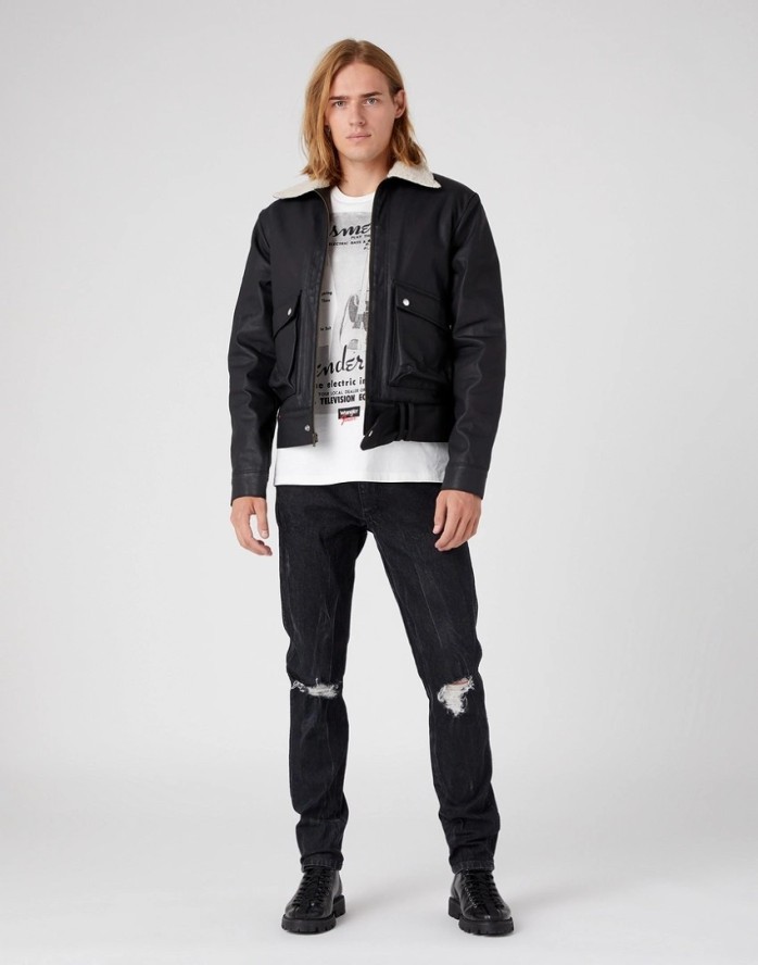 WRANGLER LARSTON MĘSKIE SPODNIE JEANSOWE JEANS BASS BLACK W18S3018O 112326029