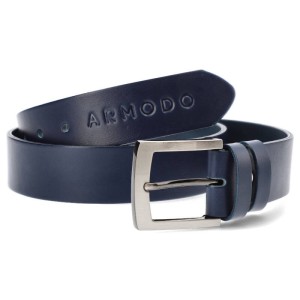 Granatowy Skórzany Pasek Męski Armodo