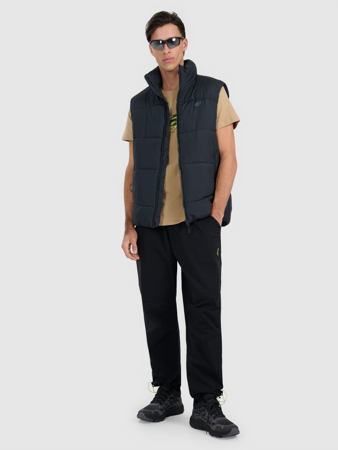 4F T-shirt regular z nadrukiem męski - beżowy M